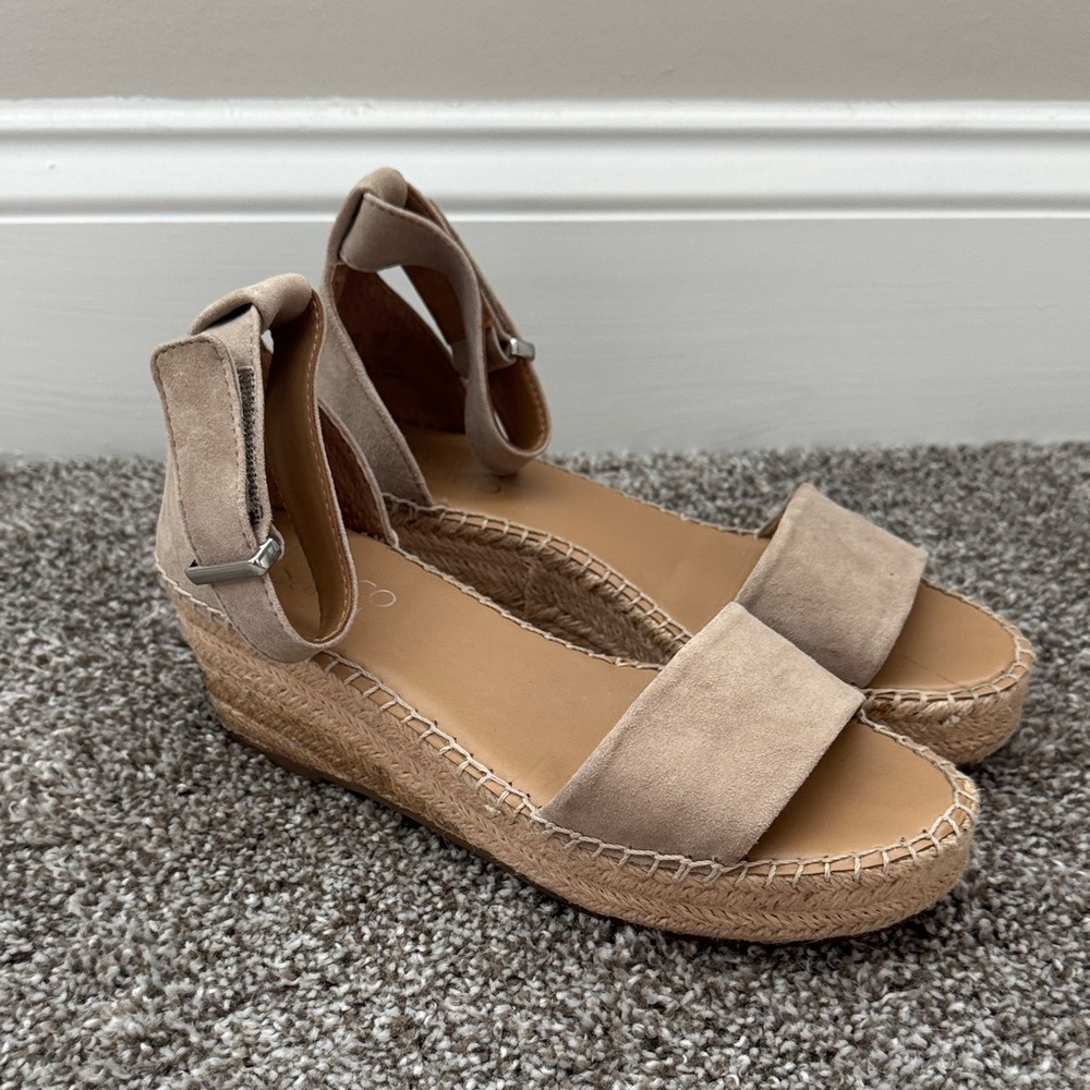 Franco Sarto Tan Espadrille Wedge Sandals